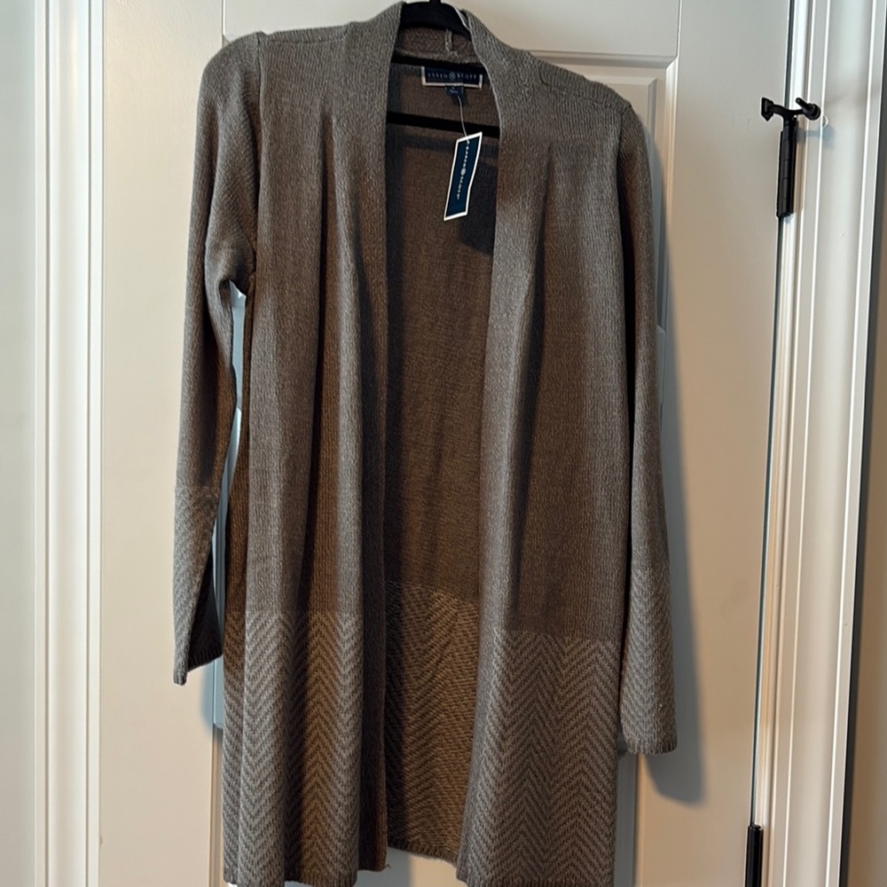 Karen Scott Brown Cardigan Sweater Cozy Chic Layer